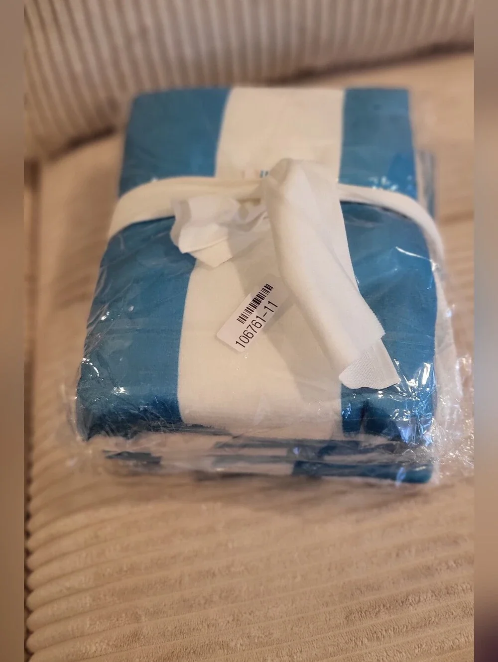 Striped Blue and White Beach Towel Set